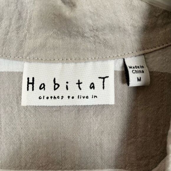 Habitat Lagenlook Artsy Tunic Top Women's Medium Taupe Gray Swing Striped Funky - Picture 9 of 13